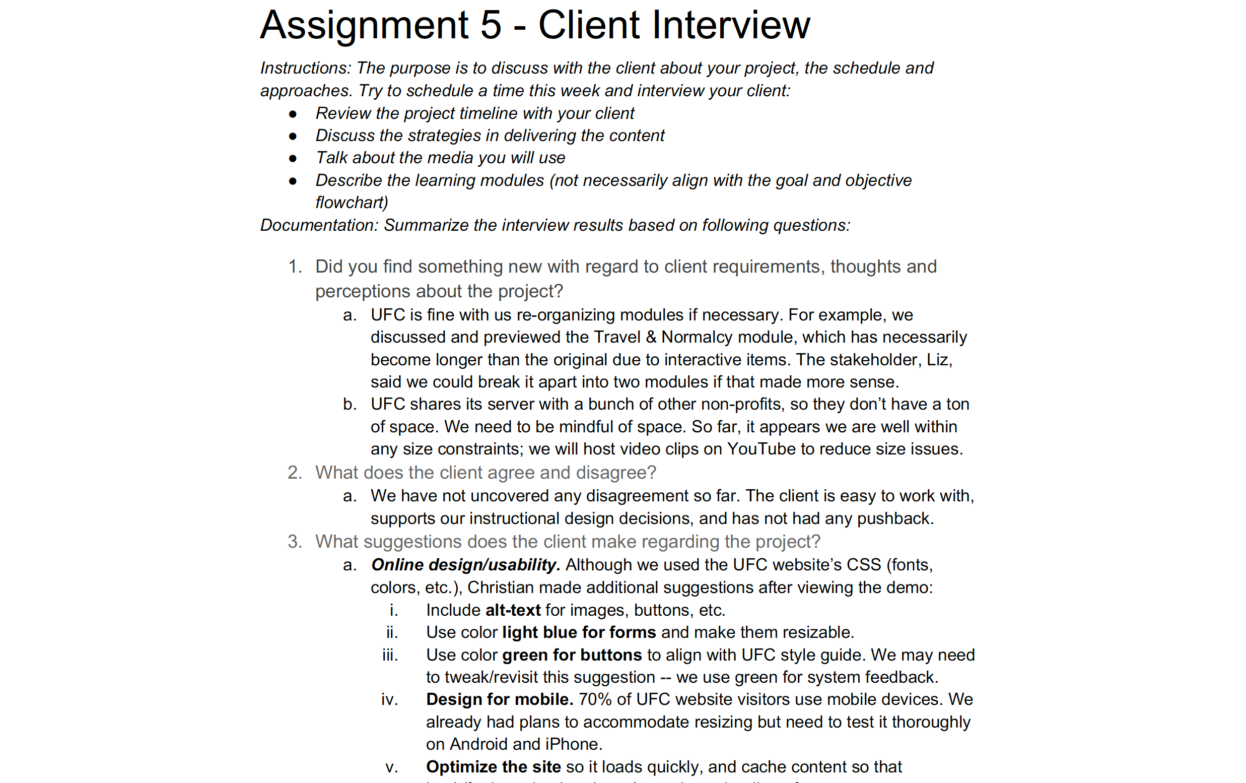 Client Interview